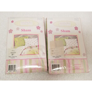 Two new in pack Pompom and stripes pillow shams #108